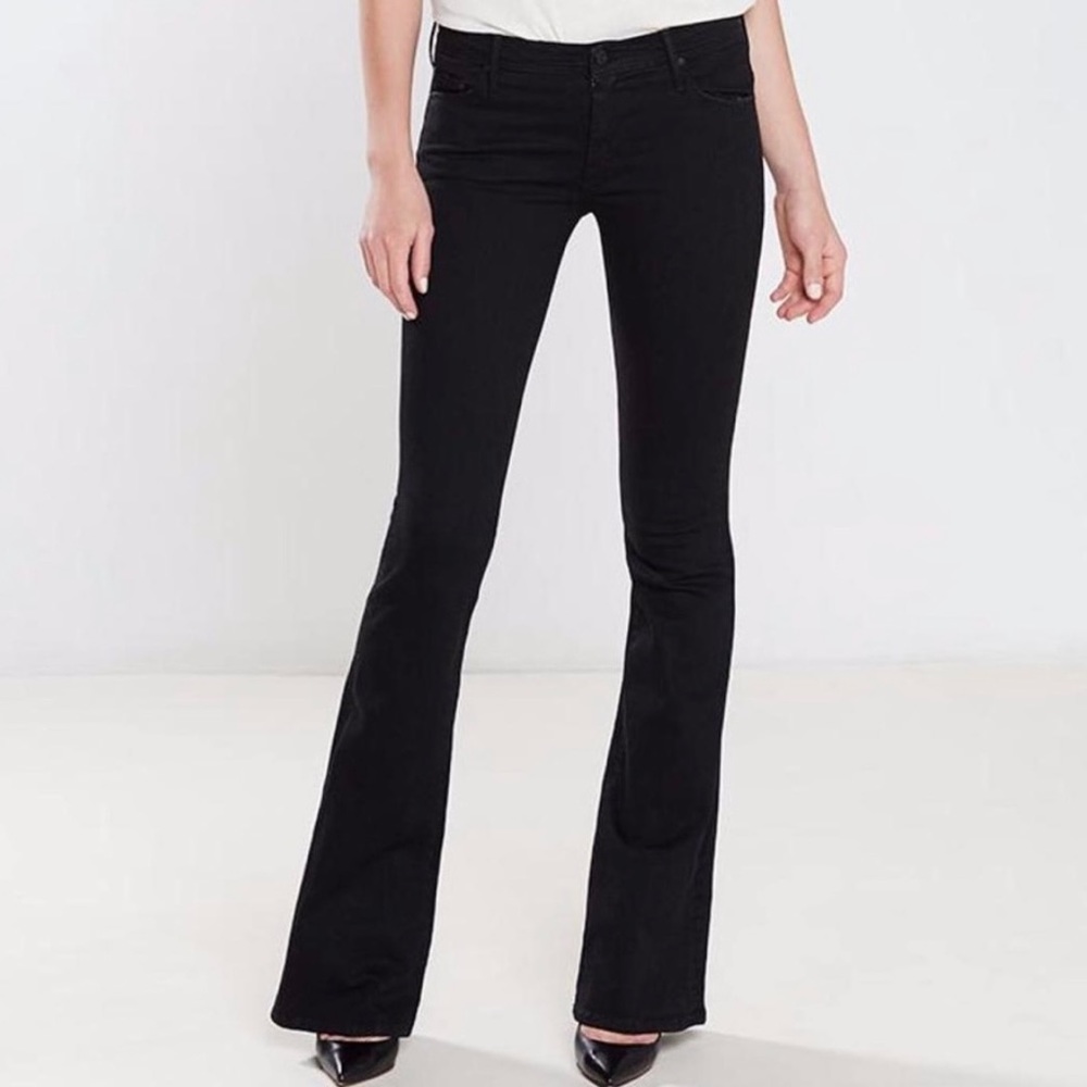 Mother Cruiser Mid-Rise Black Flare Jeans sz 28